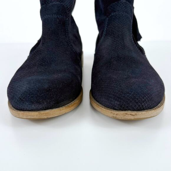 Tamaris Cigarra Blue Suede Leather Ankle Boots Size 39 Minimalist Casual Classic - Picture 4 of 15